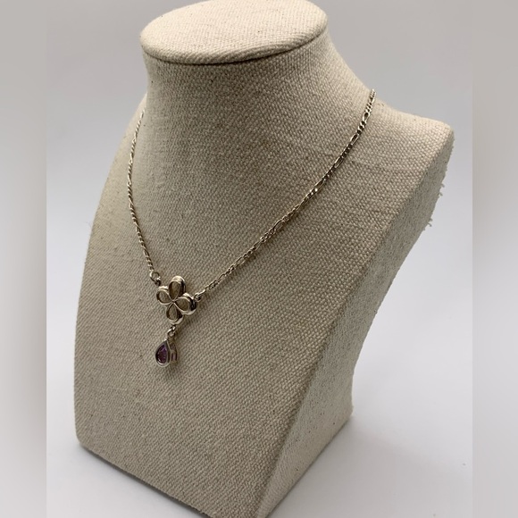 ✨ 925 Sterling Silver Amethyst necklace 16” - Picture 2 of 6